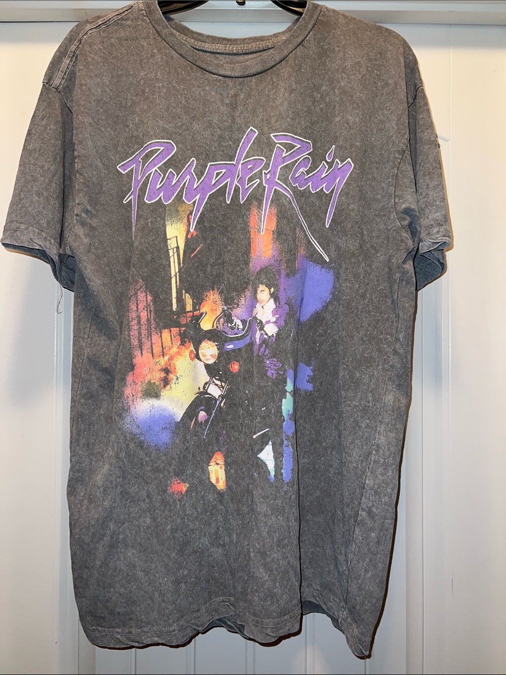 Prince Purple Rain Graphic Tee - Gray with Purple Accents